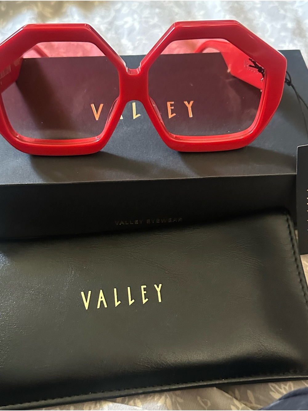 Valley Colosseum Red Octagon Statement Sunglasses